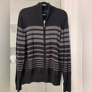 New Kenneth Cole Zipup Mens Black Stripped